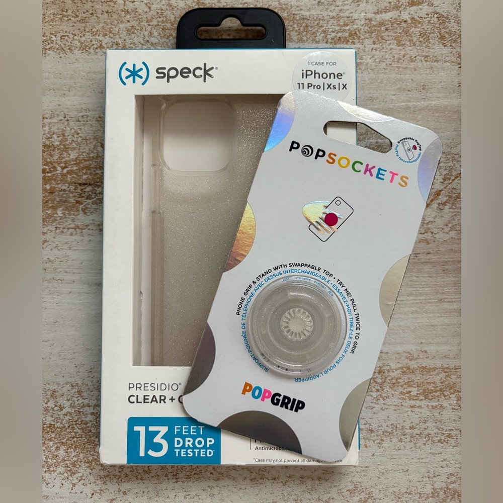 NEW Speck iPhone 11 Pro Xs X Glitter Case & Popsocket Grip
